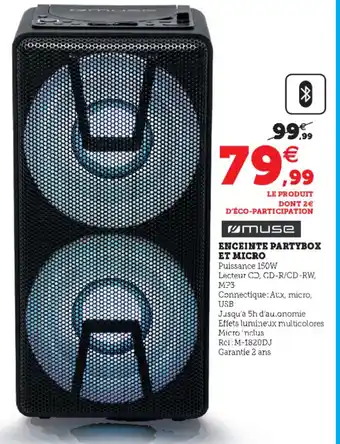 Hyper U Enceinte Partybox Et Micro offre