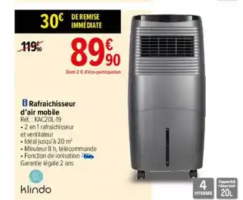 Carrefour Rafraîchisseur D'air Mobile Klindo offre