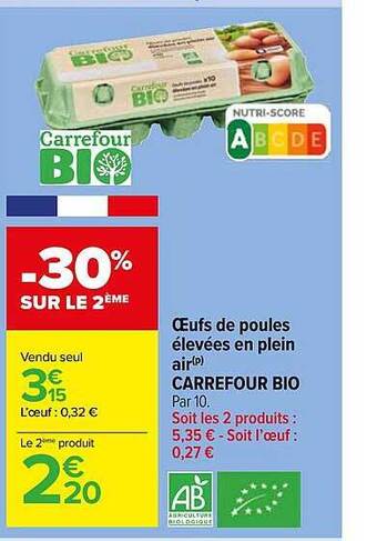 Carrefour Market Oeufs De Poules élevées En Plein Air Carrefour Bio offre