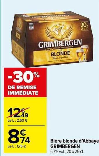 Carrefour Market Bière Blonde D'abbaye Grimbergen offre