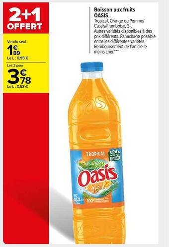 Carrefour Market Boisson Aux Fruits Oasis offre
