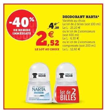Hyper U Déodorant Narta offre