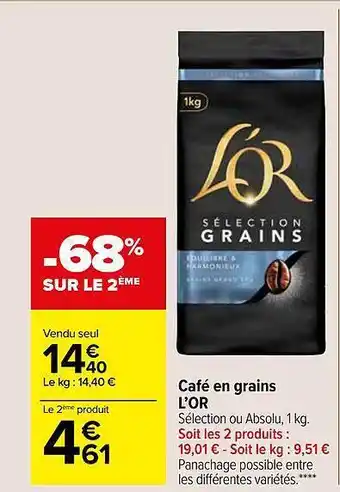 Carrefour Market Café En Grains L'or offre