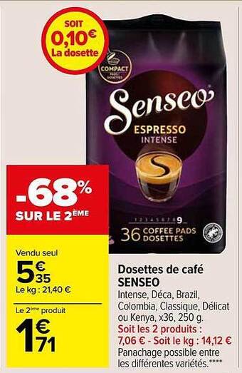 Carrefour Market Dosettes De Café Senseo offre