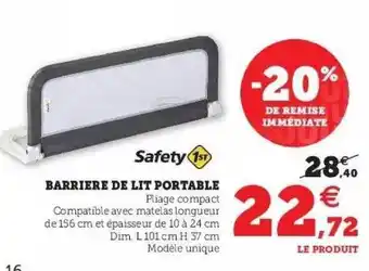 Hyper U Barrière De Lit Portable Safety 1st offre