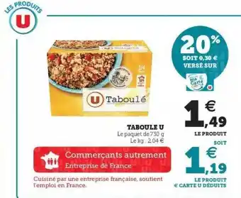 Hyper U Taboulé U offre