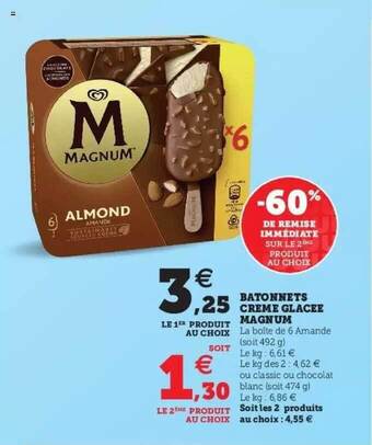 Hyper U Bâtonnets Crème Glacée Magnum offre