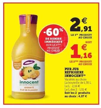 Hyper U Pur Jus Réfrigéré Innocent offre