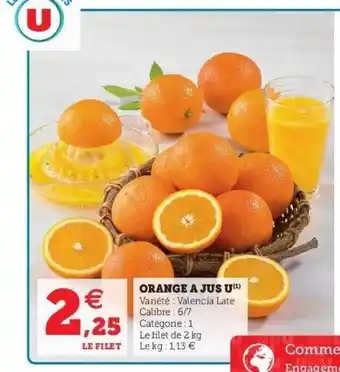 Hyper U Orange à Jus U offre