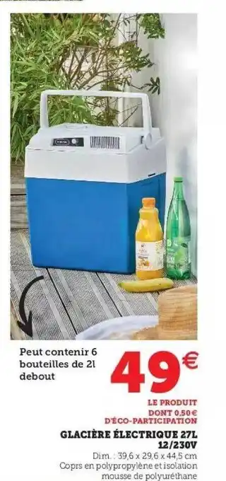 Hyper U Glacière électrique 27 L 12-230v offre