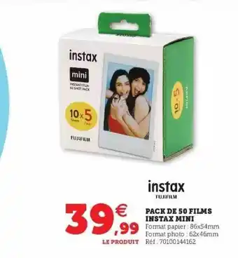 Hyper U Pack De 50 Films Instax Mini offre