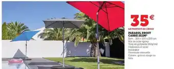 Hyper U Parasol Droit Carré 2 X 2m offre