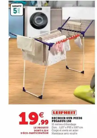 Hyper U Séchoir Sur Pieds Pegasus 150 Leifheit offre