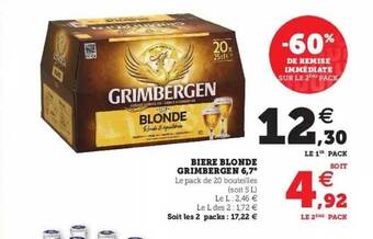 Hyper U Bière Blonde Grimbergen 6,7° offre