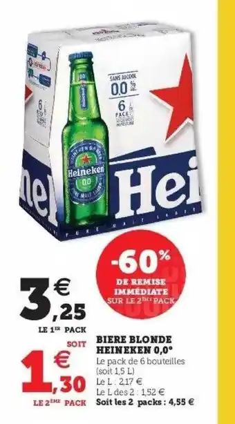Hyper U Bière Blonde Heineken 0,0° offre
