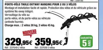 Autobacs Porte-vélo Thule Outway Hanging Pour 2 Ou 3 Vélos offre