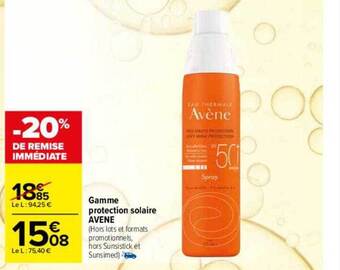 Carrefour maPara parapharmacie Gamme Protection Solaire Avène offre