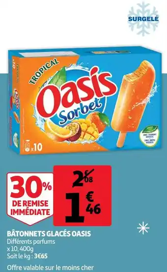 Auchan Oasis bâtonnets glacés offre