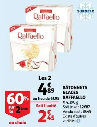Auchan Raffaello bâtonnets glacés offre