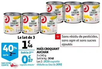 Auchan Auchan maïs croquant offre