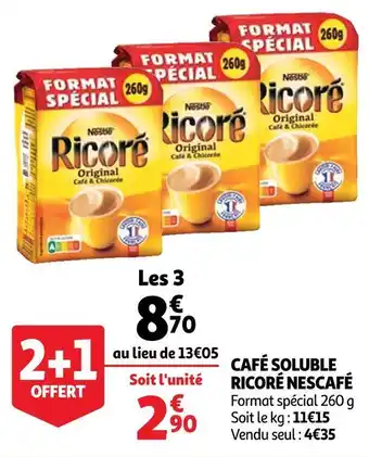 Auchan Nescafé café soluble ricoré offre