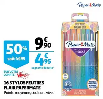Auchan Paper mate 16 stylos feutres flair papermate offre