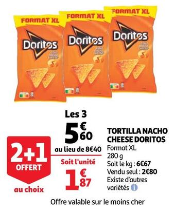 Auchan Doritos tortilla nacho cheese offre