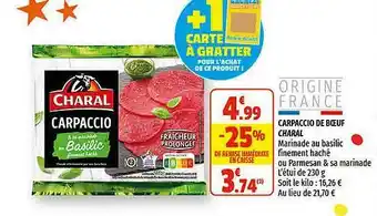 Coccimarket Carpaccio De Bœuf Charal offre