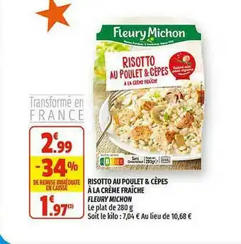 Coccimarket Risotto Au Poulet & Cèpes à La Crème Fraîche Fleury Michon offre