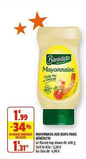 Coccinelle Express Mayonnaise Aux Oeufs Frais Bénédicta offre