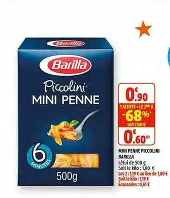 Coccinelle Supermarché Mini Penne Piccolini Barilla offre