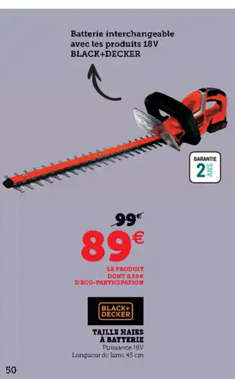 Hyper U Taille Haies à Batterie offre
