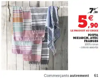Hyper U Fouta 90X160CM, Avec Franges offre