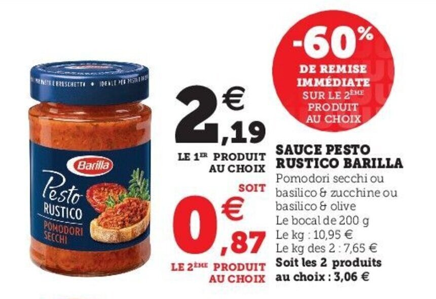 Promo PESTO RUSTICO sauce pesto rustico barilla chez U Express