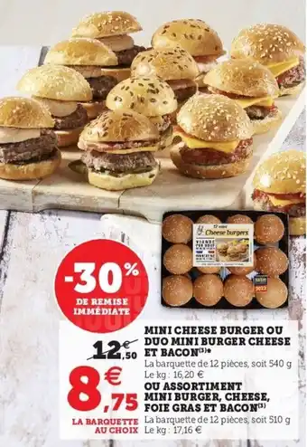 Mini cheese burger ou duo mini burger cheese et bacon