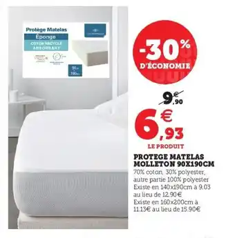 U Express Protege matelas molleton 90x190cm offre