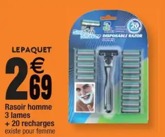 Cora x Carrefour Rasoir homme 3 lames + 20 recharges offre
