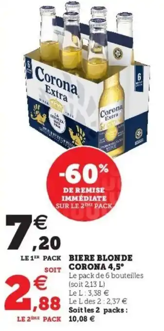 Super U Biere blonde corona 4,5 offre