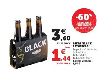 Super U Biere black licorne 6 offre