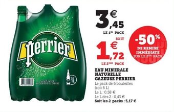 Super U Eau minerale naturelle gazeuse perrier offre