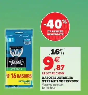 Super U Rasoirs jetables xtreme 3 wilkinson offre