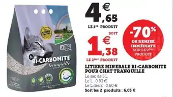 Super U Litiere minerale bi-carbonite pour hat tranquille offre