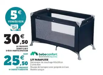 Super U Lit parapluie offre