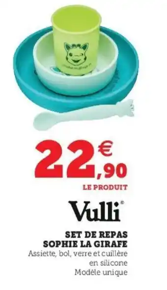 Super U VULLI set de repas sophie la girafe offre