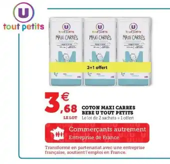 Super U Coton maxi carres bebe u tout petits offre