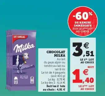 Super U Chocolat milka offre