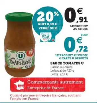Super U Sauce tomates u offre