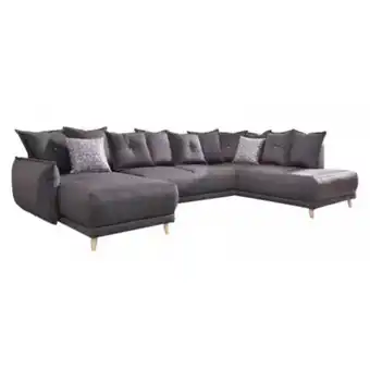 BUT Bobochic canapé d'angle droit panoramique convertible avec coffre xxl lena gris foncé offre
