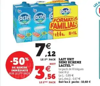 Super U Lactel Lait Uht Demi Ecreme offre