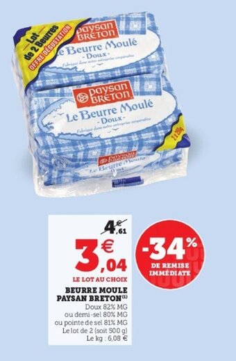 Super U Beurre Moule Paysan Breton offre
